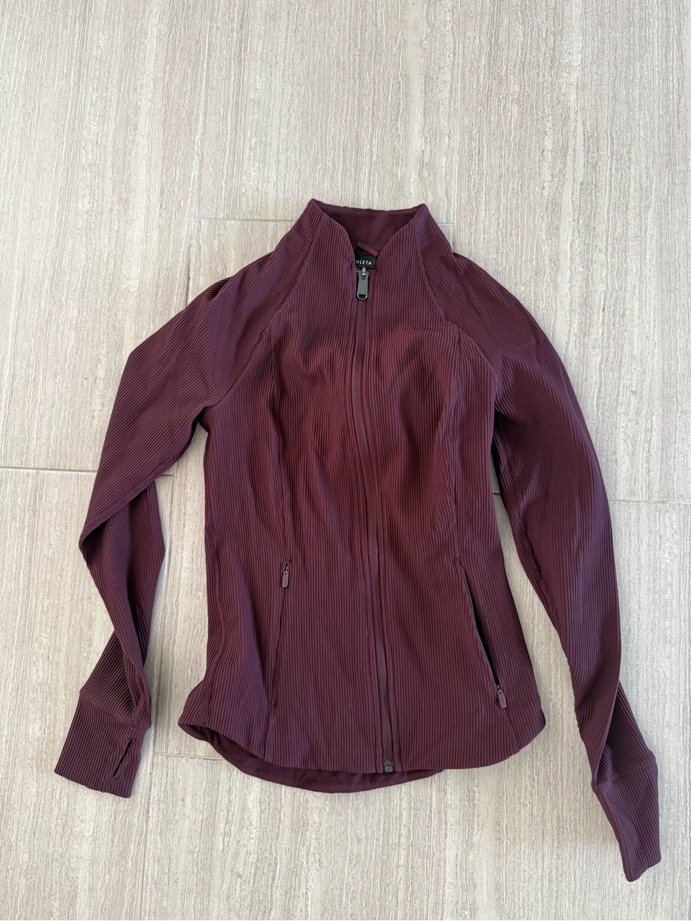 Athleta Burgundy Ribbed Full-Zip Jacket